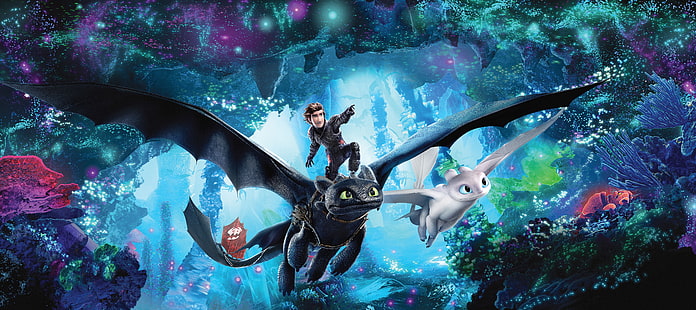 How to Train Your Dragon 3, How to Train Your Dragon: The Hidden World, Animation, 4K, 8K, วอลล์เปเปอร์ HD HD wallpaper