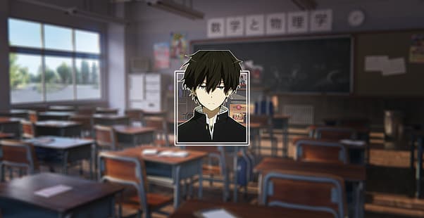 Anime, Bild-in-Bild, Anime-Männer, Oreki Houtarou, Hyouka, schwarze Haare, HD-Hintergrundbild HD wallpaper