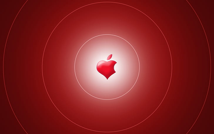 Apple Heart Shaped Logo Background Red Picture Poster Hd Wallpaper Wallpaperbetter - Red Apple Logo 4k Wallpaper