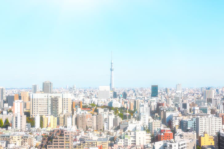 도쿄 스카이 트리, 도쿄, 애니메이션, 타워, HD 배경 화면