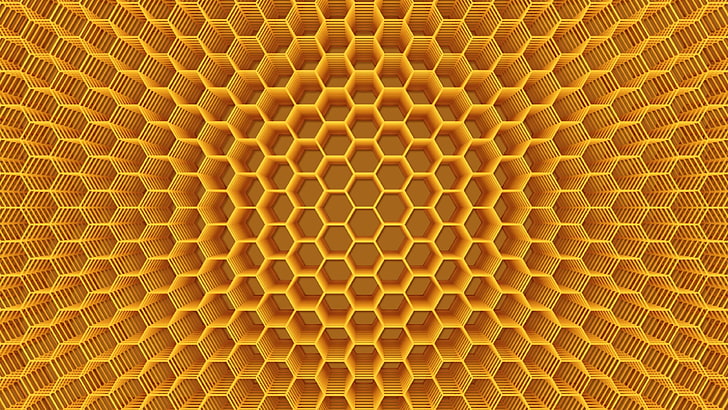 Yellow, honeycomb, pattern, symmetry, texture, optical illusion, illusion,  HD wallpaper | Wallpaperbetter