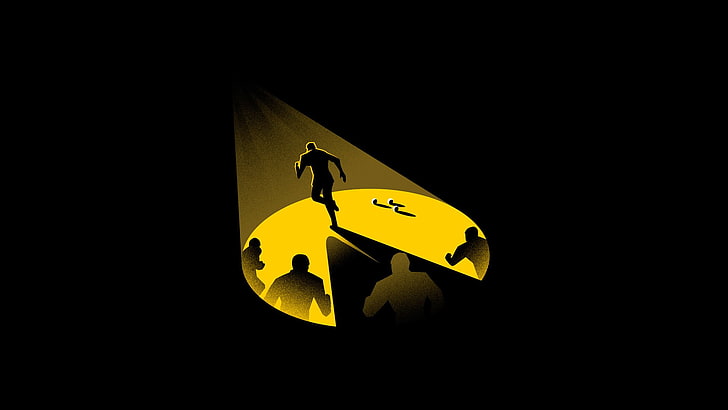 silhouette d'homme qui court, minimalisme, Pacman, course à pied, jeux vidéo, artwork, Fond d'écran HD
