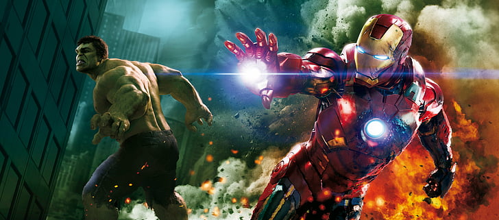 Vengadores, Hulk, hierro, hombre, película, Fondo de pantalla HD