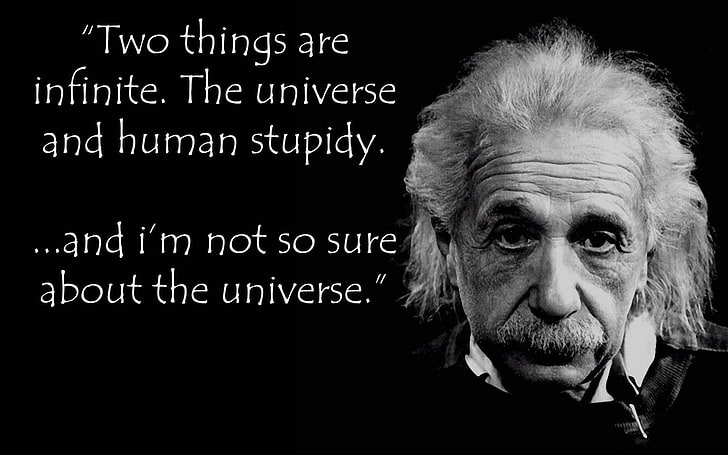 Albert Einstein con sovrapposizione di testo, citazione, Albert Einstein, Sfondo HD
