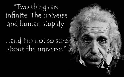 ألبرت أينشتاين مع تراكب النص ، اقتباس ، ألبرت أينشتاين، خلفية HD HD wallpaper