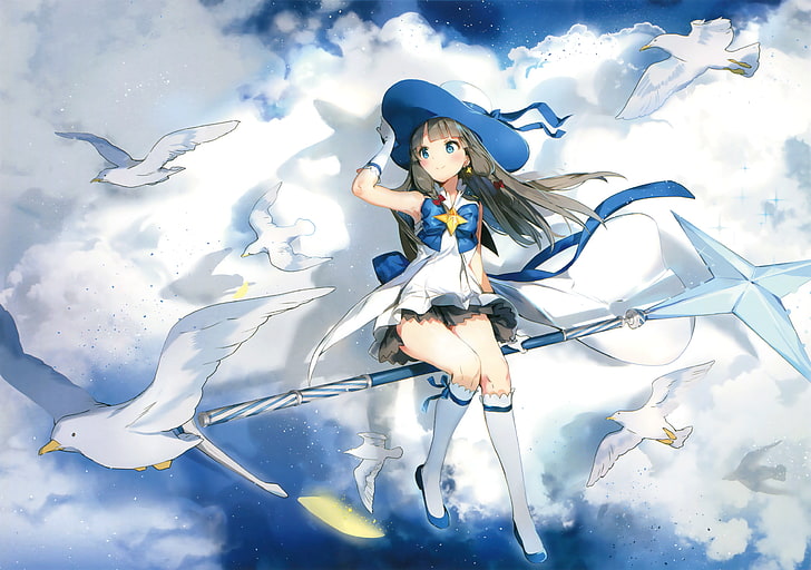 houkago no pleiades, itsuki, clouds, flying, Anime, HD wallpaper