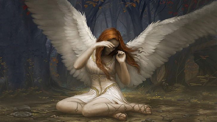 илюстрация на женски ангел, Игра, Магия: Събирането, Паднал ангел, HD тапет