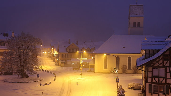 zima, śnieg, oszalowany, szwajcaria, dom z muru pruskiego, dom z bali, okres bożonarodzeniowy, berno, Tapety HD