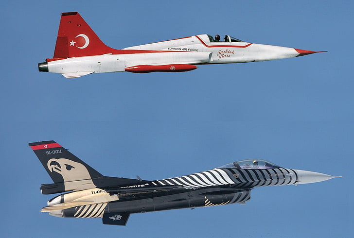 acrobatic, air, aircrafts, f 5, fighter, freedom, northrop, stars, team, turkish, HD wallpaper
