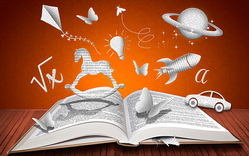 Книга Страницы Креатив, открытая книжная иллюстрация, Искусство и Креатив, креатив, искусство, страницы, HD обои HD wallpaper