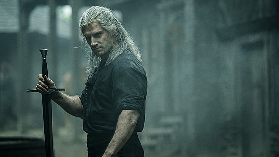  men, white hair, Henry Cavill, The Witcher, The Witcher (TV Series), actor, sword, HD wallpaper HD wallpaper