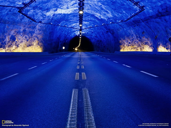 Lærdalstunnelen, túnel, estrada, Noruega, HD papel de parede