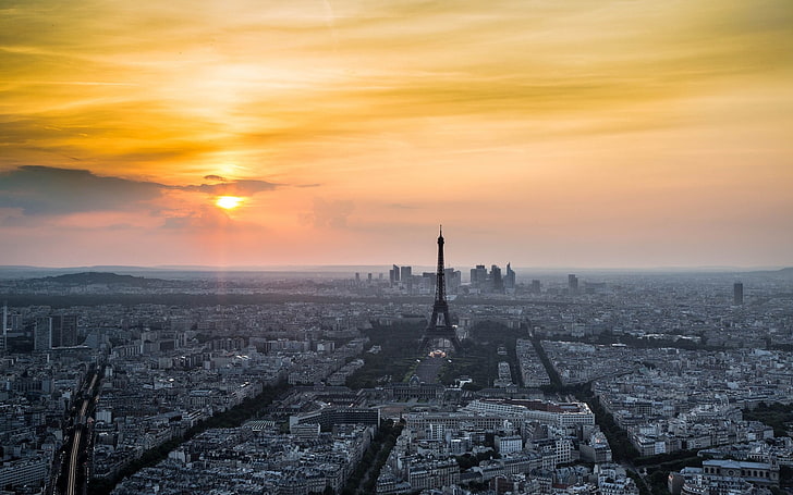 zdjęcia lotnicze wieży Eiffla, Paryża, Paryża, Wieży Eiffla, Tapety HD