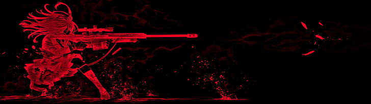 빨간색과 검은 색 저격수 벽지, Gunslinger Girl, HD 배경 화면