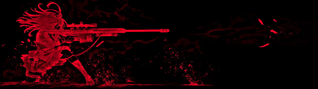 красные и черные снайперские обои, Gunslinger Girl, HD обои HD wallpaper