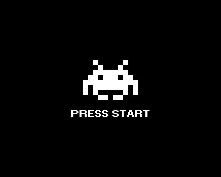Space Invaders Black BW 8-Bit HD ، ألعاب فيديو ، أسود ، فضاء ، وزن الجسم ، 8 ، بت ، غزاة، خلفية HD