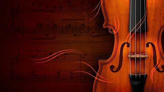HD 1080p Violin, brow and black violin illustration, violin, 1080p, creative and graphics, HD wallpaper HD wallpaper