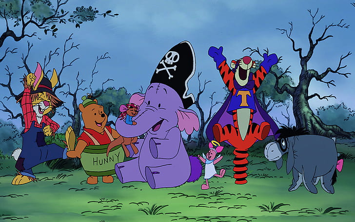 Хелоуин Disney Wallpaper Hd Cartoon Winnie The Pooh Eeyore Tigger And Piglet 1920 × 1200, HD тапет
