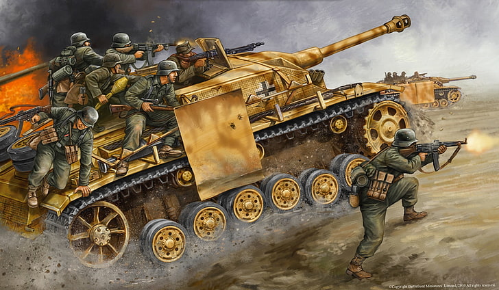 brown tank and soldier wallpaper, war, soldiers, Germany, the Germans, the Wehrmacht, Stug IV, Stug, HD wallpaper