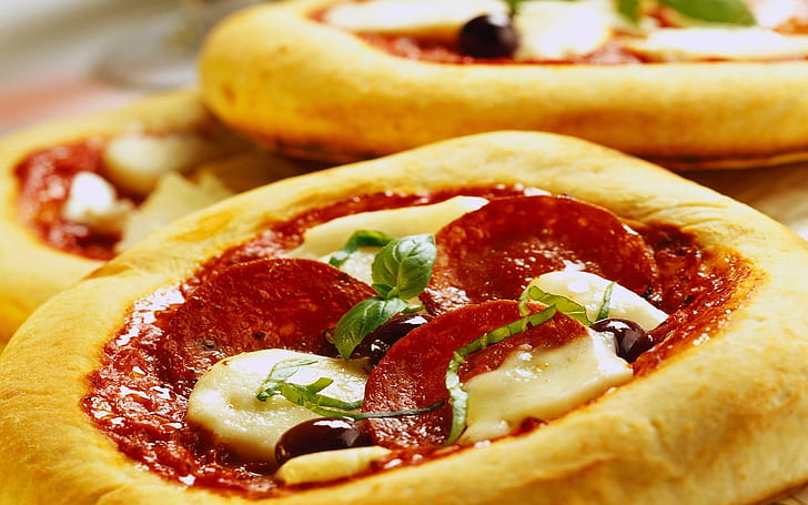 nourriture, pizza, salami, olives, Fond d'écran HD