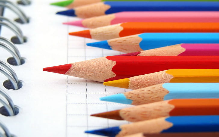 Pencils, Colored, Notebook, Set of, HD wallpaper