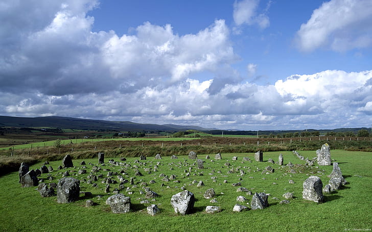 Beaghmore Stone Circles Северная Ирландия, Багмор, Камень, Круг, Ирландия, HD обои