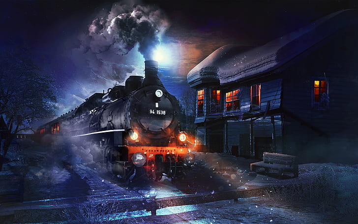 Coal Train HD, ilustrasi kereta, kreatif, grafis, kreatif dan grafis, kereta api, batubara, Wallpaper HD