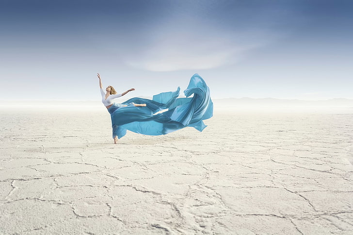 menari, perempuan, gurun, pasir, Wallpaper HD