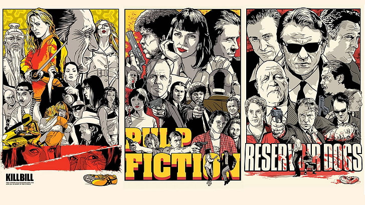 Ilustración cómica de Pulp Fiction, Kill Bill, Reservoir Dogs, Tarantino, Pulp Fiction, Fondo de pantalla HD