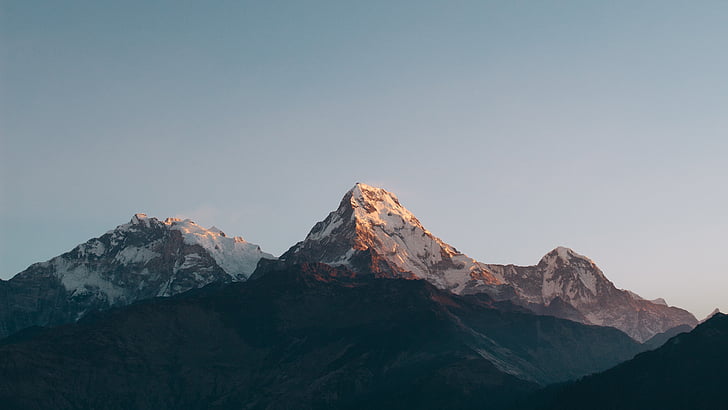 Massif de l'Annapurna, Himalaya, Népal, Montagnes, Lever du soleil, Minimal, 4 k, Fond d'écran HD