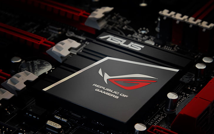 motherboard ASUS ROG hitam dan merah, seni, Hi-Tech, Asus, sistem, Wallpaper HD