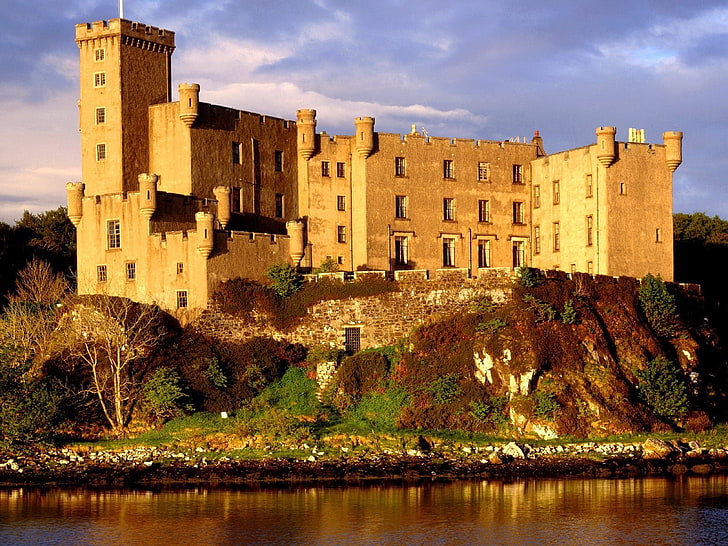 коричневый замок, замок Данвеган, остров Скай, Шотландия, HD обои