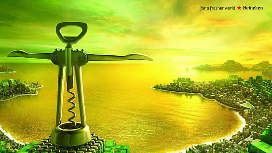 Heineken art, Heineken, Rio de Janeiro, beer, city, Christ the Redeemer, HD wallpaper HD wallpaper