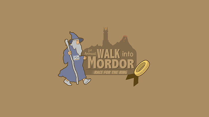 Promenade dans l'affiche du Mordor, Le Seigneur des anneaux, humour, minimalisme, œuvres d'art, Fond d'écran HD