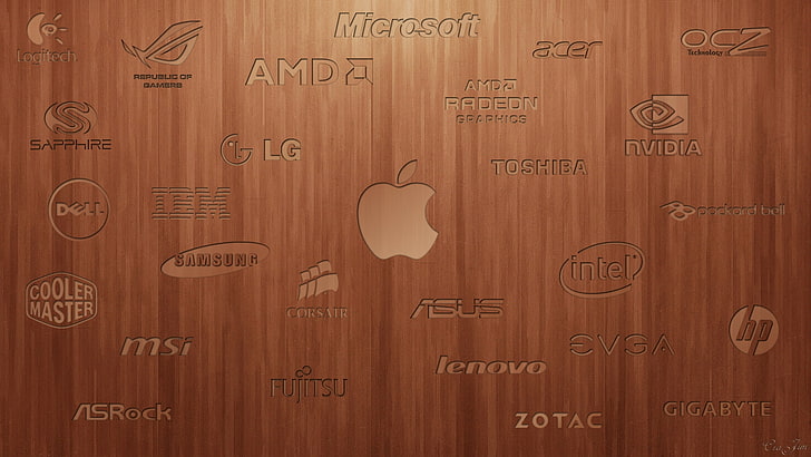 компьютеры wood apple inc nvidia microsoft logitech hewlett packard msi asus intel corsair ibm brand технология Apple HD Art, компьютеры, дерево, HD обои