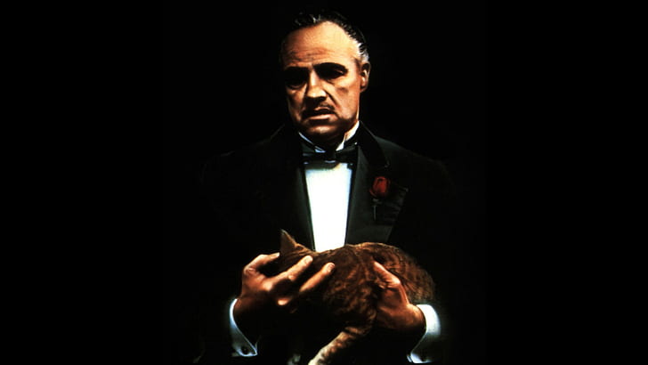 Ayah baptis, kucing, Marlon Brando, Vito Corleone, Wallpaper HD