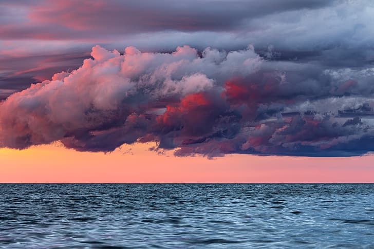 nubes, Wisconsin, puesta de sol, Fondo de pantalla HD