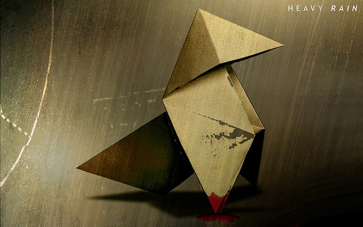 brown boat illustration, heavy rain, video game, crane, origami, quantic dream, HD wallpaper