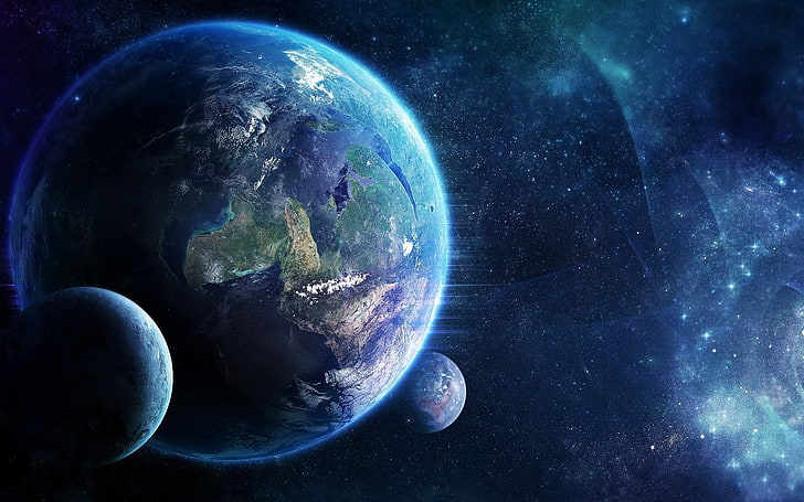 Weltraumforschungs-Planet, digitale Tapete der Erde, 3D, Raum, HD-Hintergrundbild