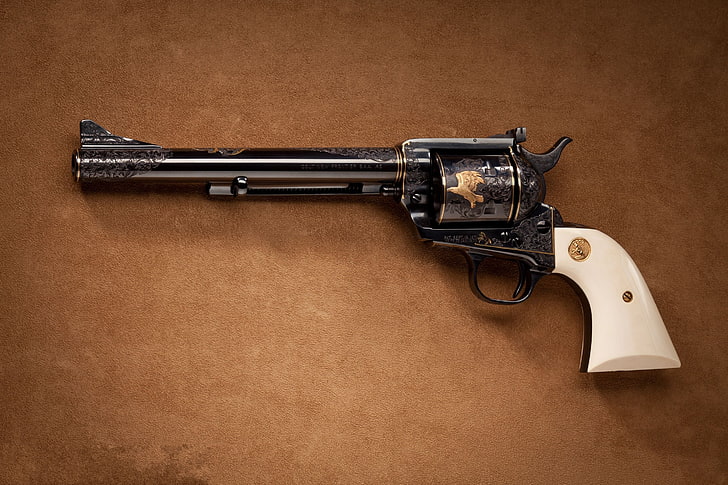 pistola revolver nera, Azione, Colt, Esercito, Singolo, Sfondo HD