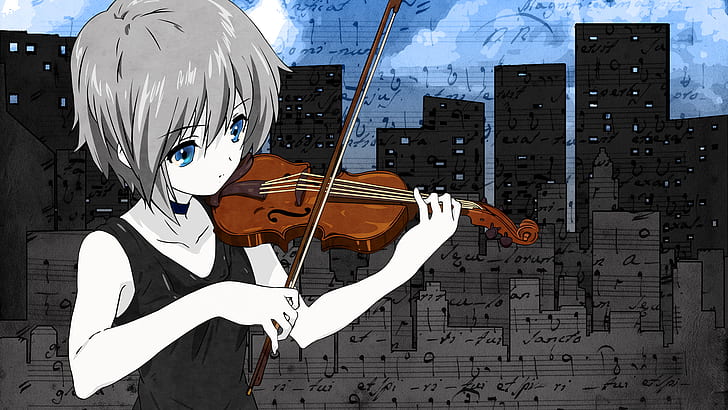 Anime Violin HD, grey haired anime character playing piano, cartoon/comic,  HD wallpaper | Wallpaperbetter