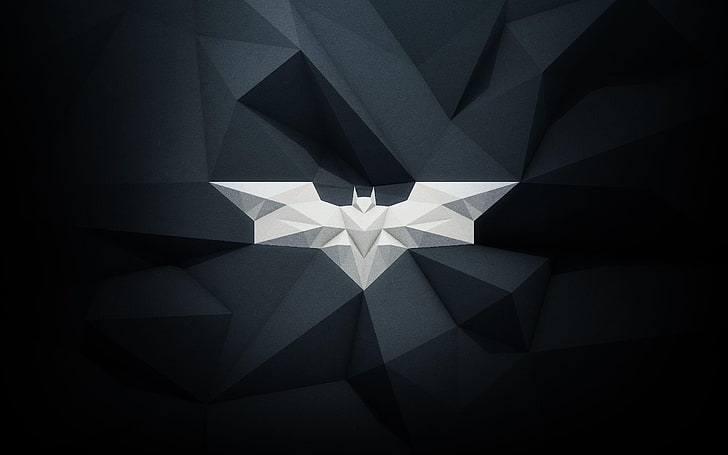 Batman logo illustration, Batman logo, Batman, The Dark Knight Rises, low poly, HD wallpaper