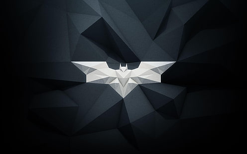 Illustrazione del logo Batman, logo Batman, Batman, The Dark Knight Rises, low poly, Sfondo HD HD wallpaper