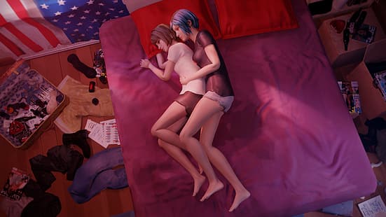 Life Is Strange, Max Caulfield, Chloe Price, całowanie, lesbijki, Tapety HD HD wallpaper