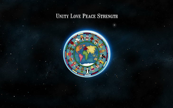 Unity Love Peace Strength, peace, love, strength, humanity, unity, 3d and abstract, HD wallpaper