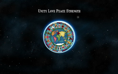Unity Love Peace Kekuatan, kedamaian, cinta, kekuatan, kemanusiaan, persatuan, 3d dan abstrak, Wallpaper HD HD wallpaper