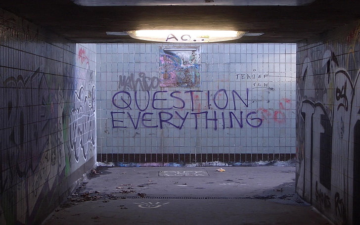 white ceramic wall, urban, subway, quote, graffiti, writing, HD wallpaper