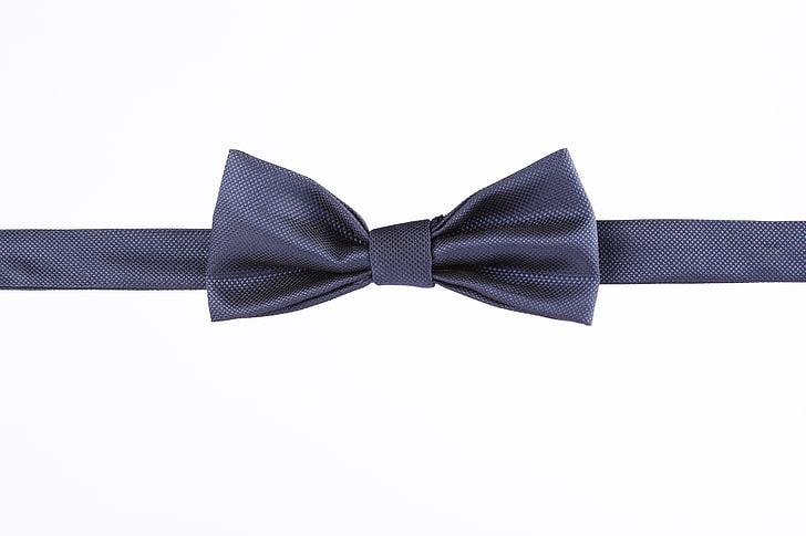 gray bow tie, butterfly, fabric, white background, HD wallpaper