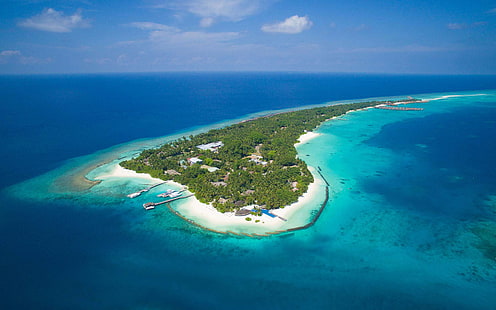 Индийски океан Остров Курамати Малдиви Аерографски снимки 1920 × 1200, HD тапет HD wallpaper