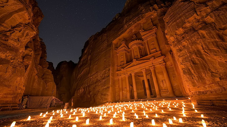 Petra, eski, Jordan (ülke), mumlar, kayalar, bina, HD masaüstü duvar kağıdı
